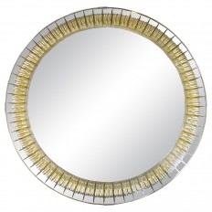 Circular round enameled gold inlay mirror